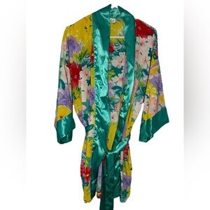 Victoria’s Secret Floral Kimono Robe w/ Belt One Size Tropic Gold Label Vintage